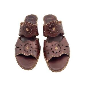 Pikolinos Kitten Heel Wedge Sandals Leather Mule Slide Open Toe 36EUR 5.5-6 US